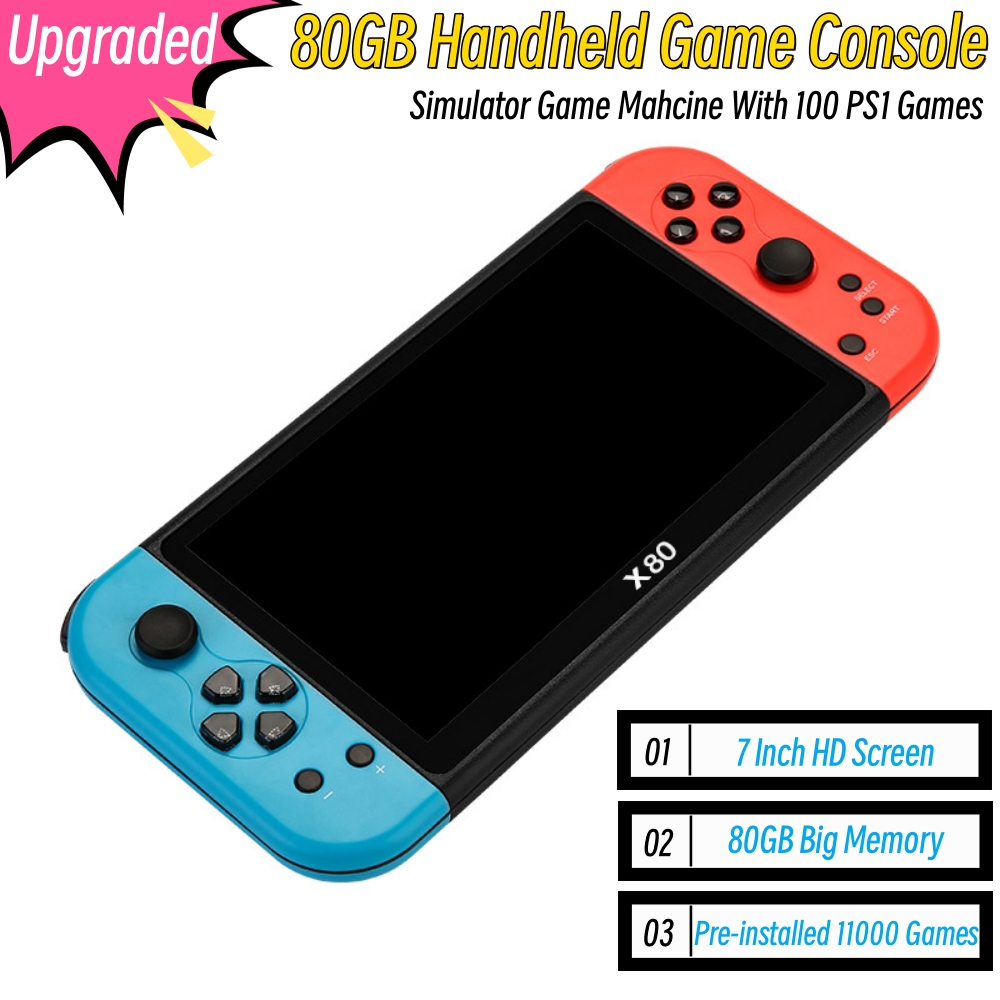 Gaming Console X80 - 80GB Big Screen 7 Inch Handheld