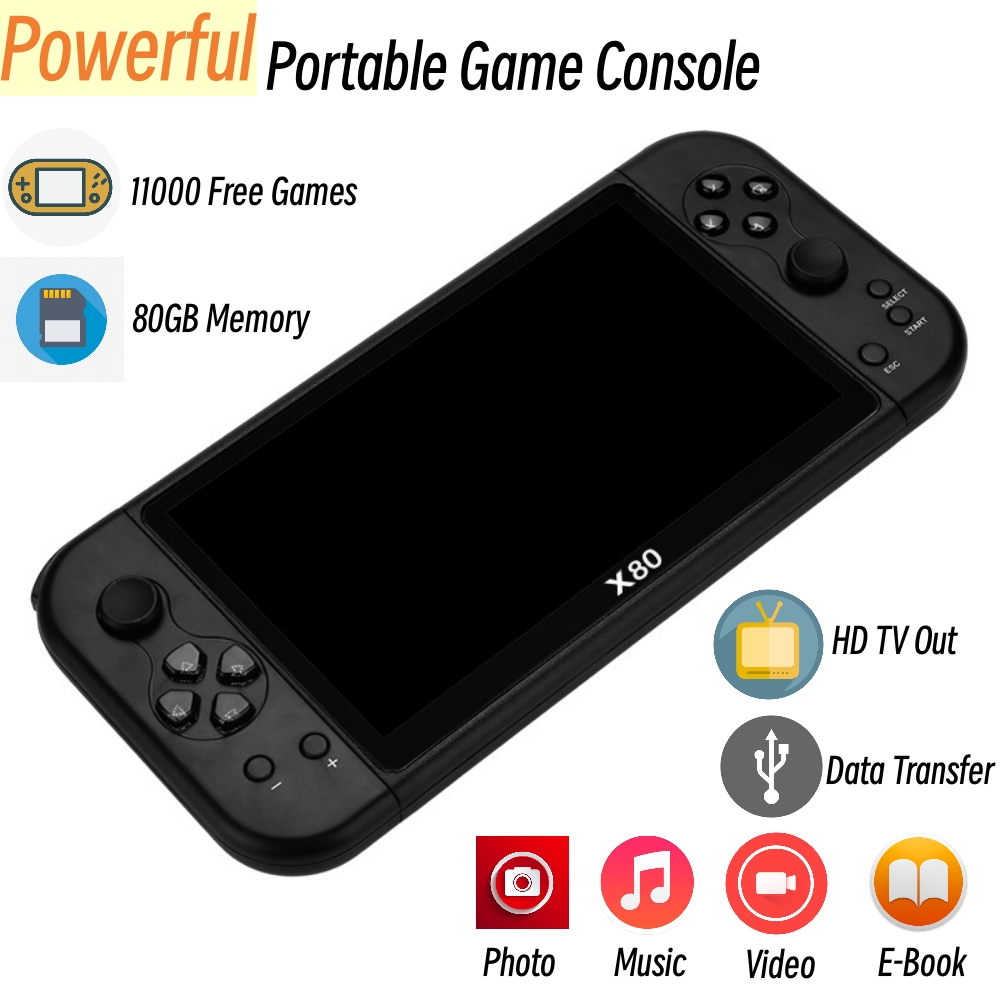 80GB Big Screen 7 Inch Handhel - огляд і ціна Gaming Console X80